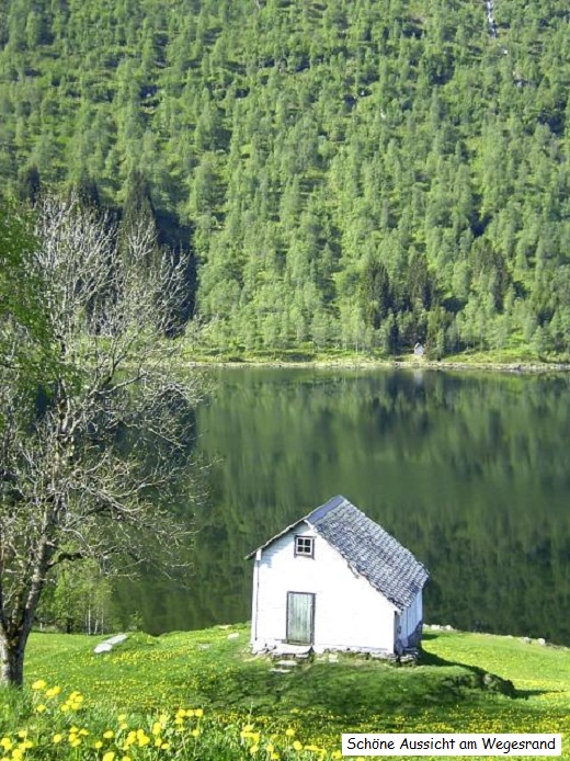 Landschaft mit Hütte