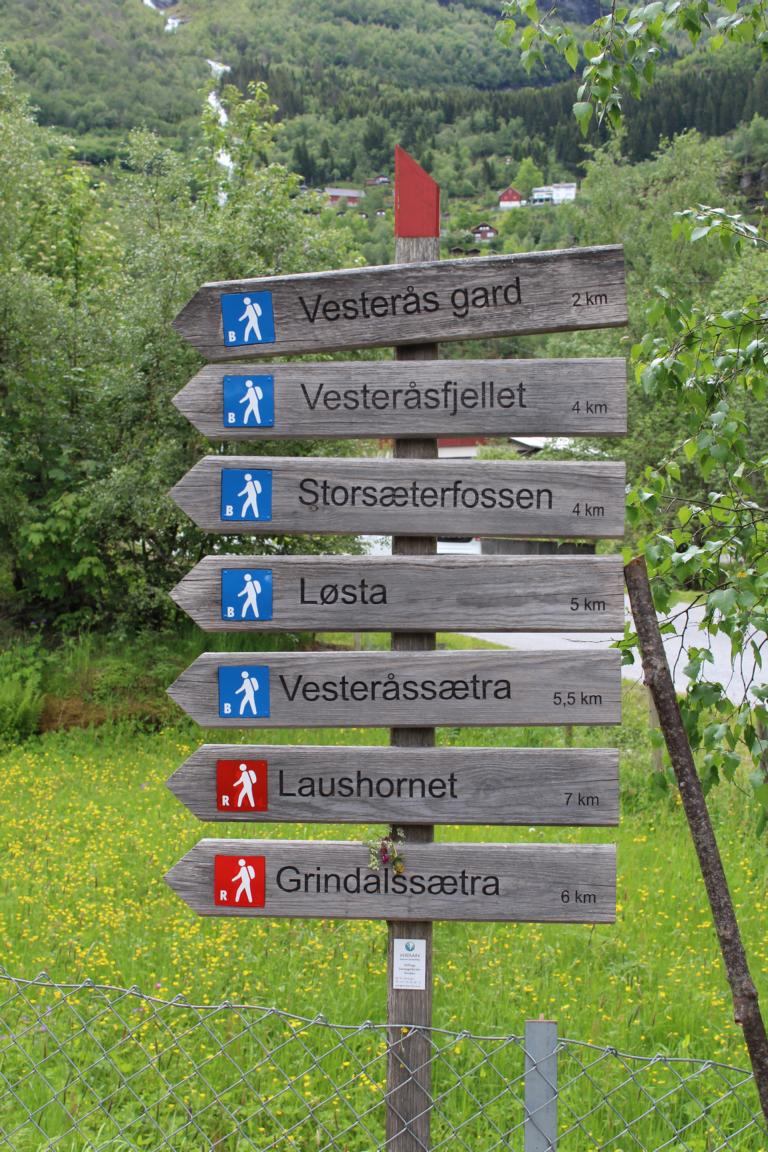 Wegweiser für Wanderungen ab Geiranger