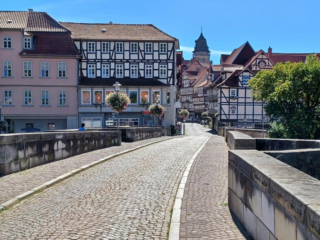 Blick von der alten Werrabrücke auf Hann. Münden