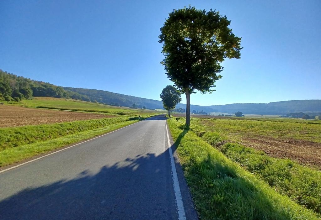 Frühmorgens unterwegs auf leeren Landstrassen