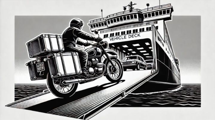 Mit dem Motorrad auf die Fähre Mit dem Motorrad auf die Fähre